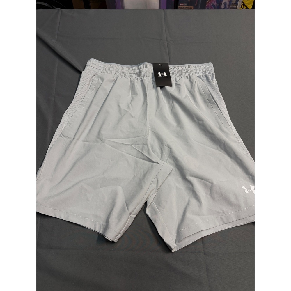 Under Armour Mens Woven Training Shorts Gray Loose Fit Athletic Gym 1360714 L